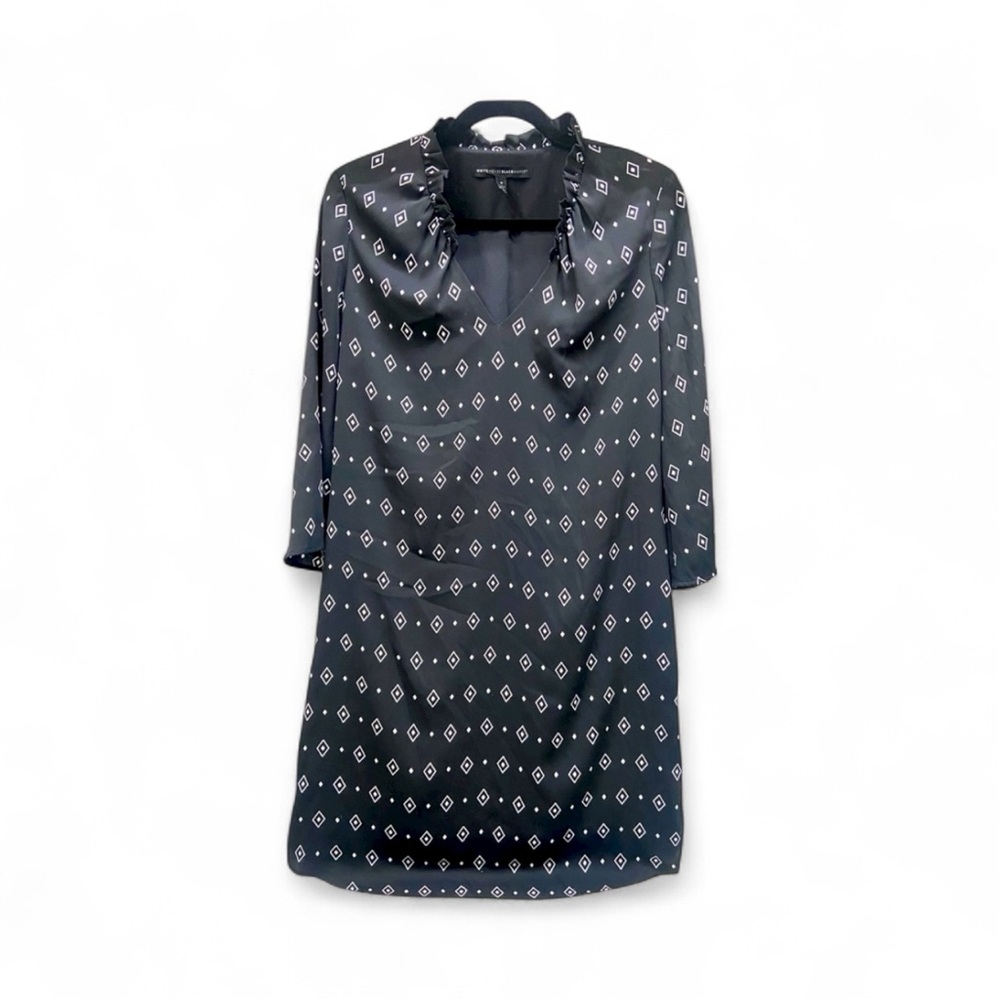 White House Black Market Diamond Pattern Bell Sleeve Dress
